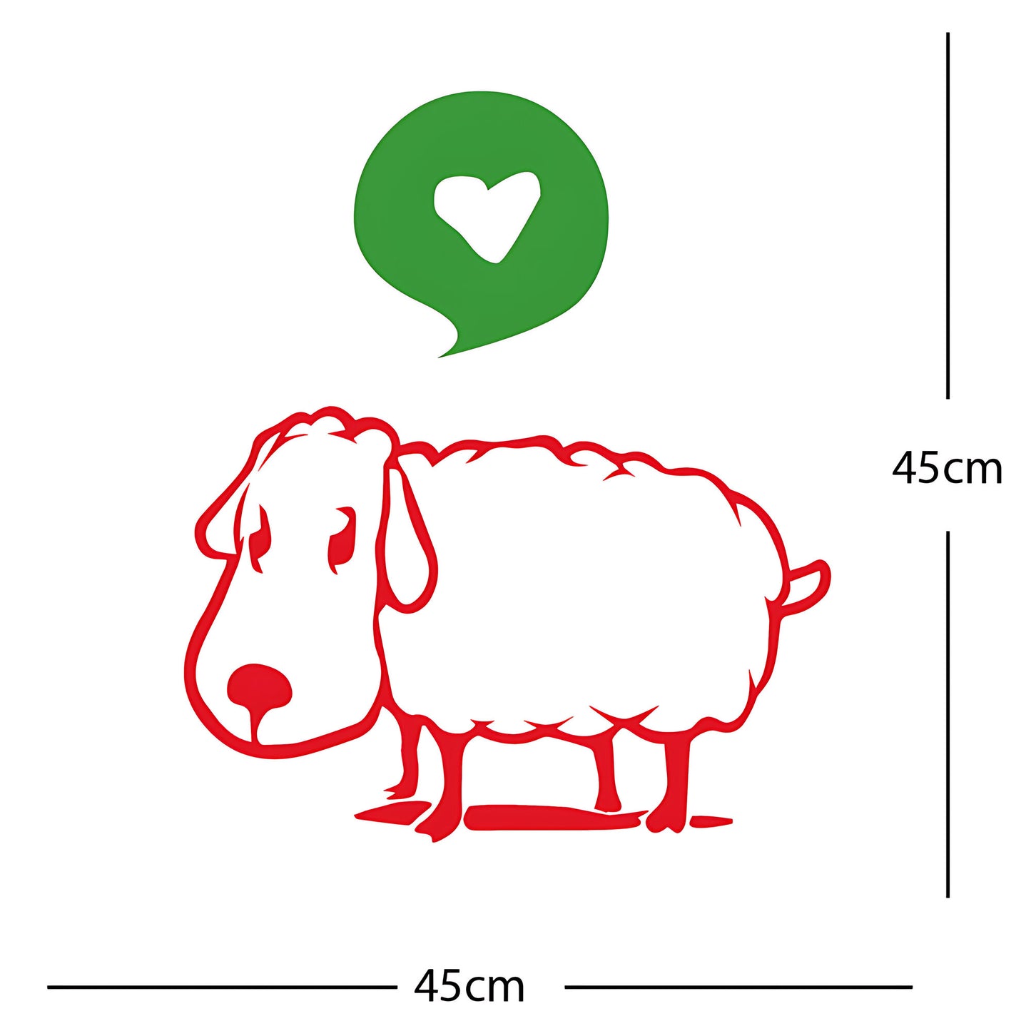 Sheep Wall Sticker – Cute Cartoon Farm Animal with Heart Speech Bubble Decal