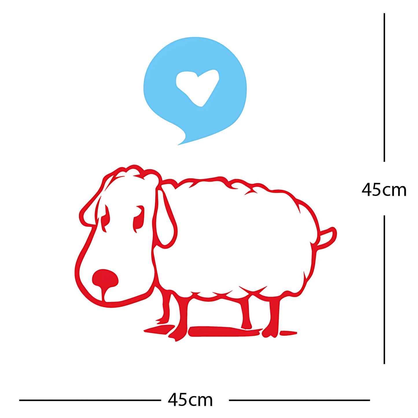 Sheep Wall Sticker – Cute Cartoon Farm Animal with Heart Speech Bubble Decal