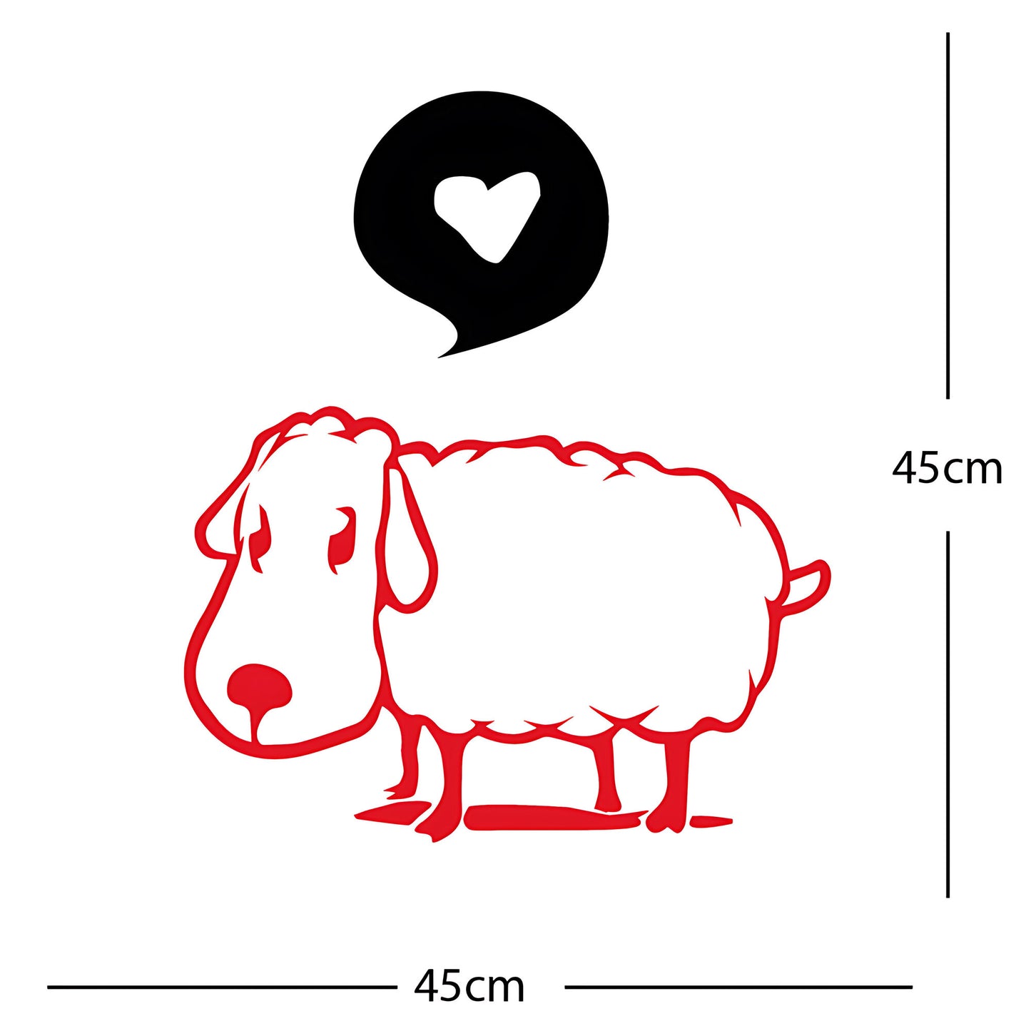 Sheep Wall Sticker – Cute Cartoon Farm Animal with Heart Speech Bubble Decal