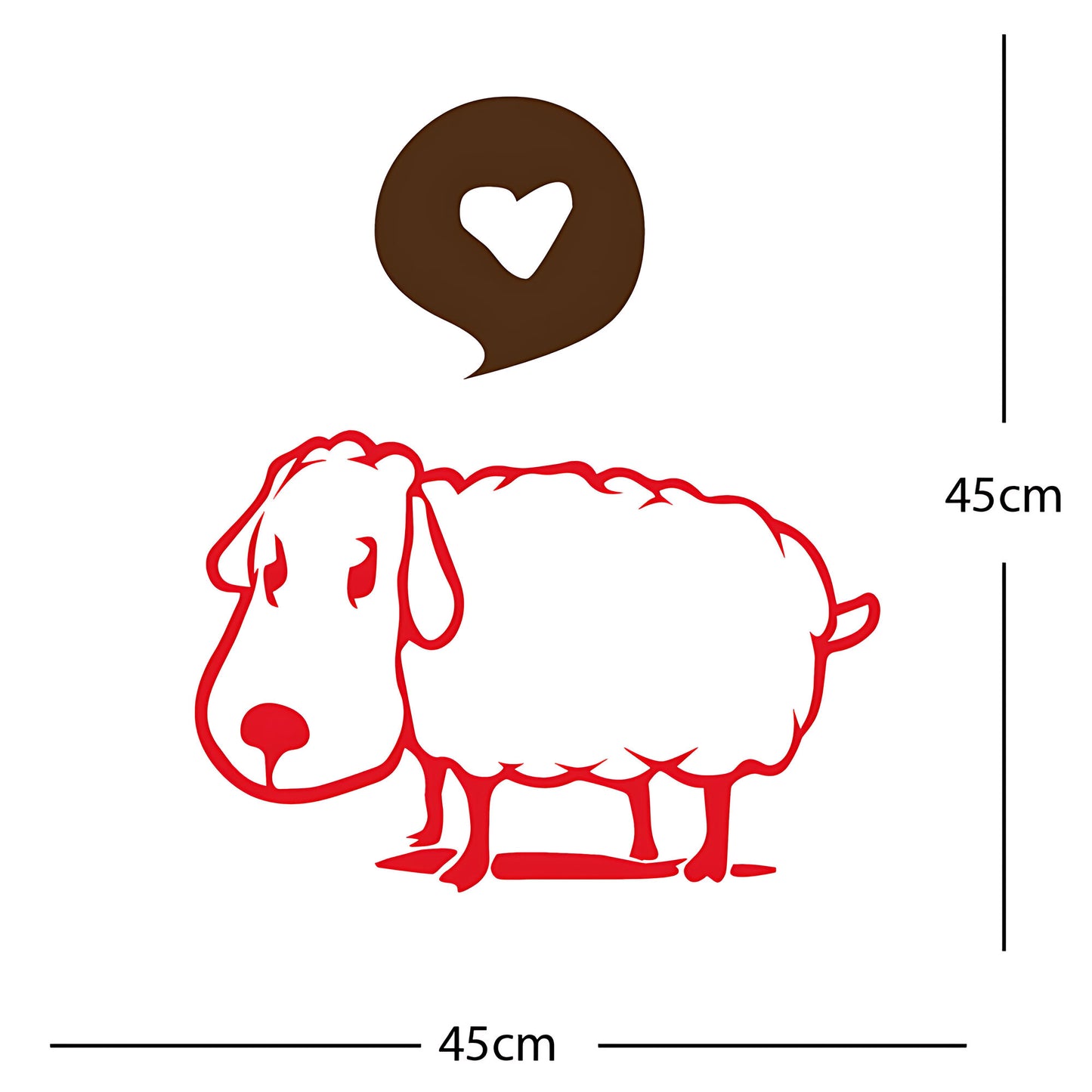Sheep Wall Sticker – Cute Cartoon Farm Animal with Heart Speech Bubble Decal