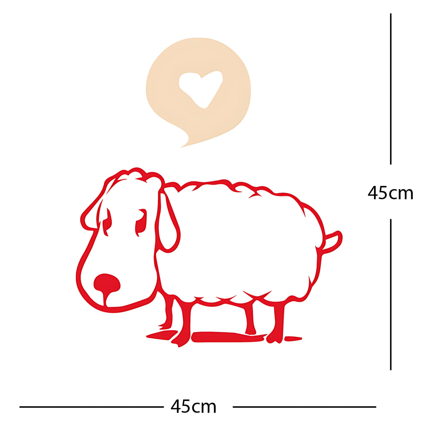Sheep Wall Sticker – Cute Cartoon Farm Animal with Heart Speech Bubble Decal