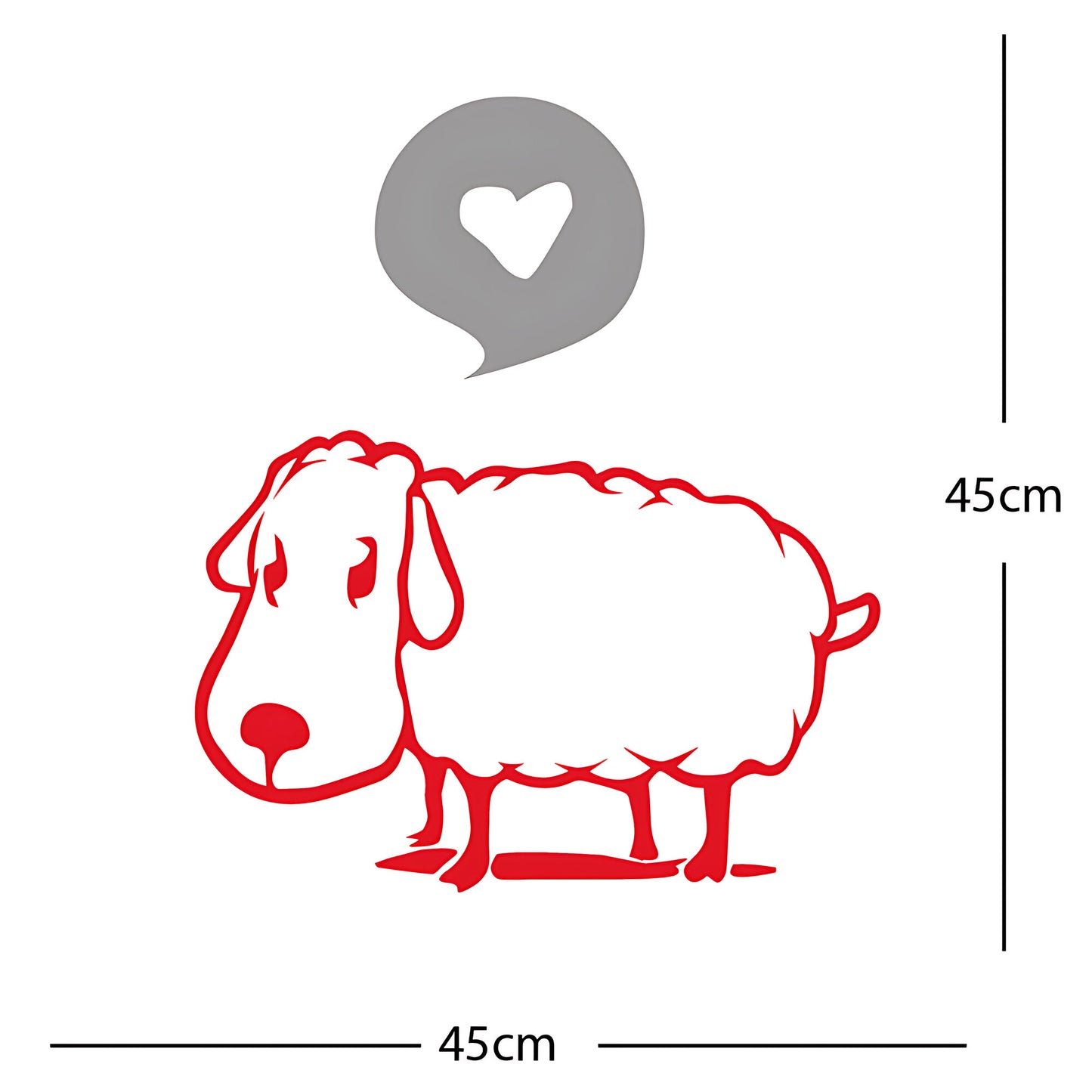 Sheep Wall Sticker – Cute Cartoon Farm Animal with Heart Speech Bubble Decal