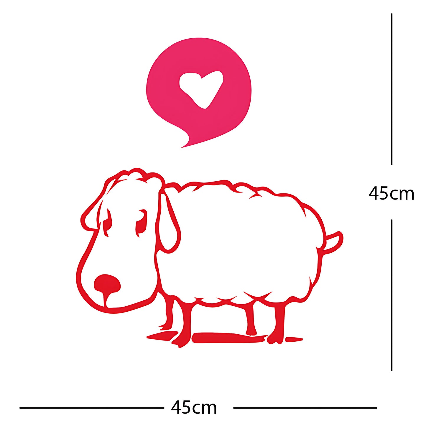 Sheep Wall Sticker – Cute Cartoon Farm Animal with Heart Speech Bubble Decal