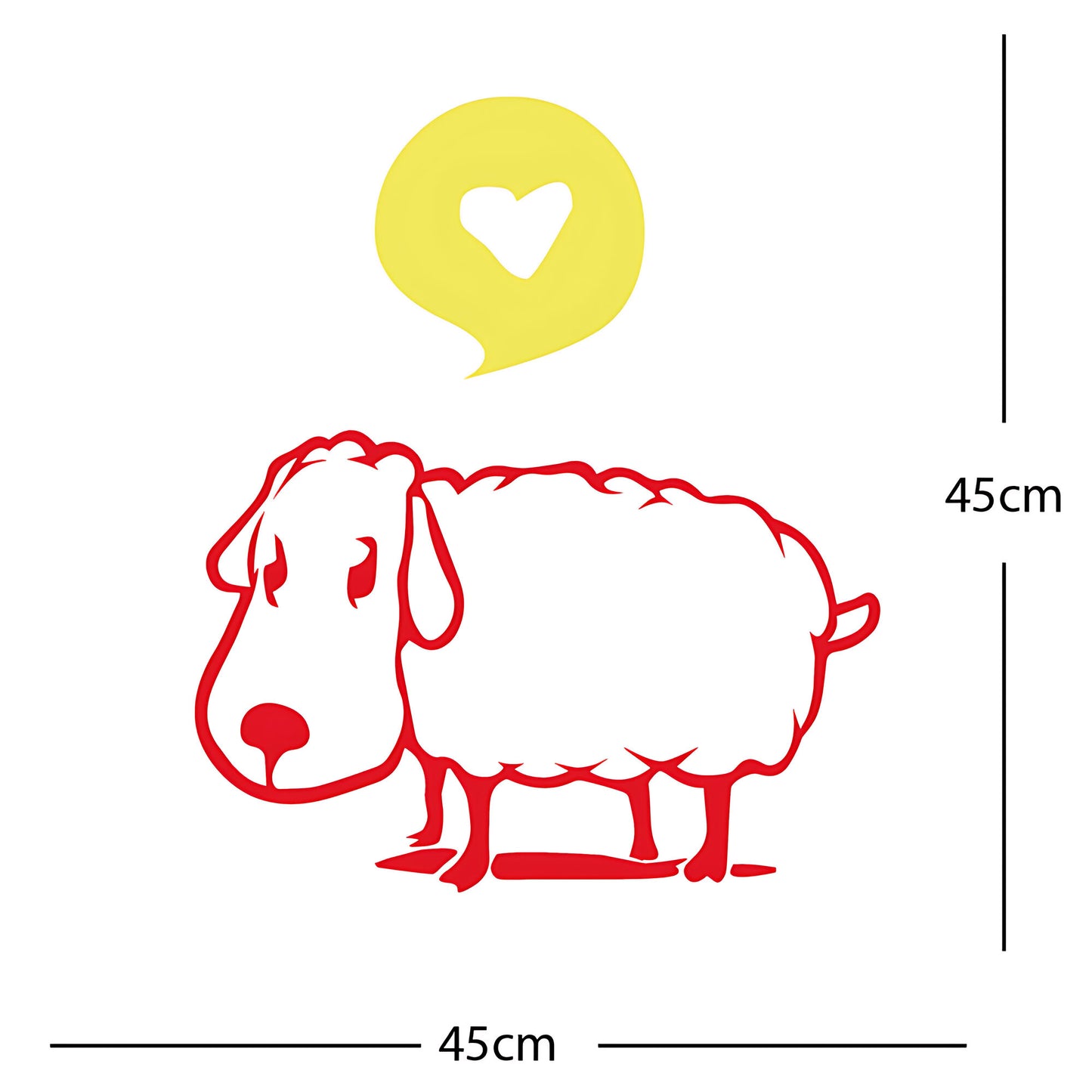 Sheep Wall Sticker – Cute Cartoon Farm Animal with Heart Speech Bubble Decal