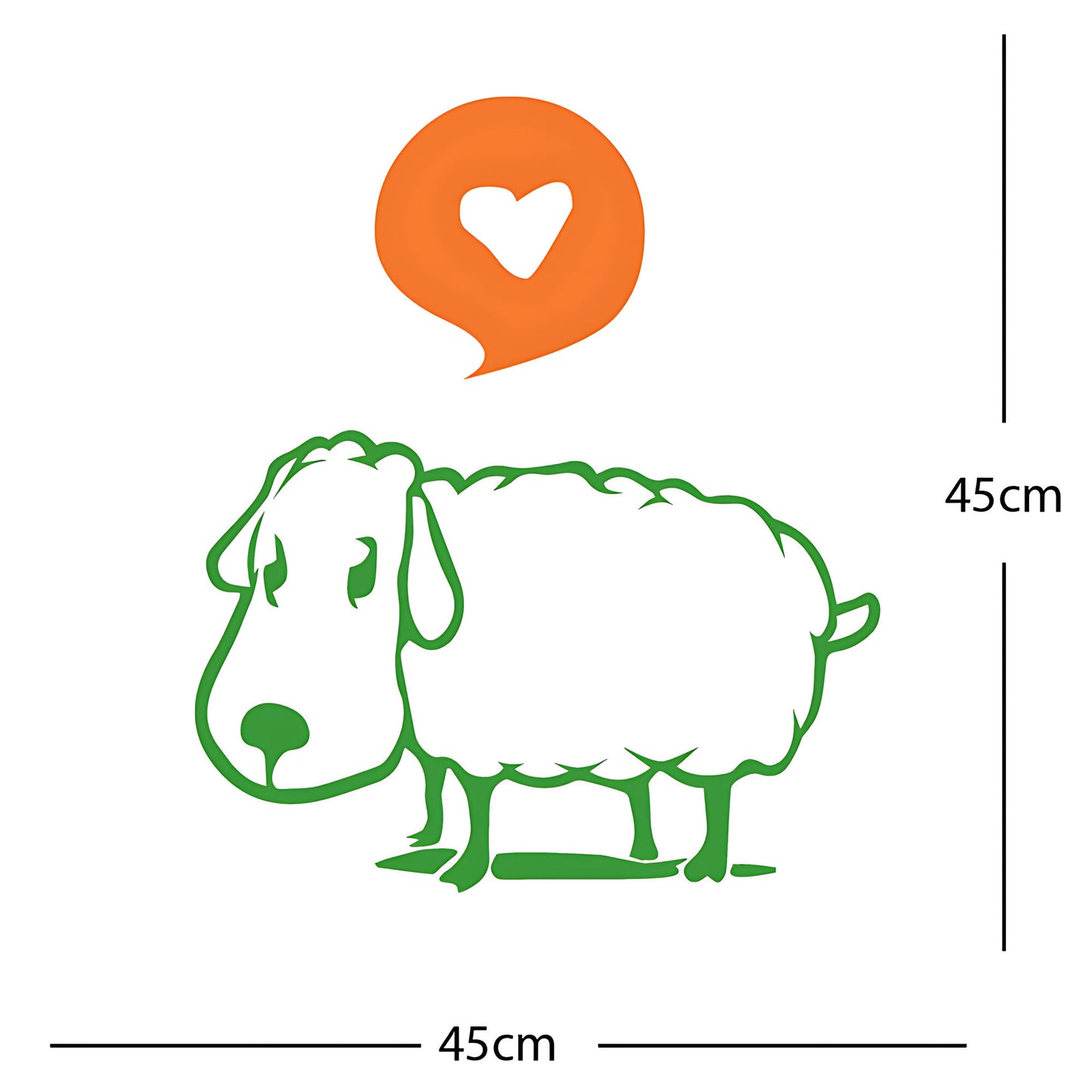 Sheep Wall Sticker – Cute Cartoon Farm Animal with Heart Speech Bubble Decal