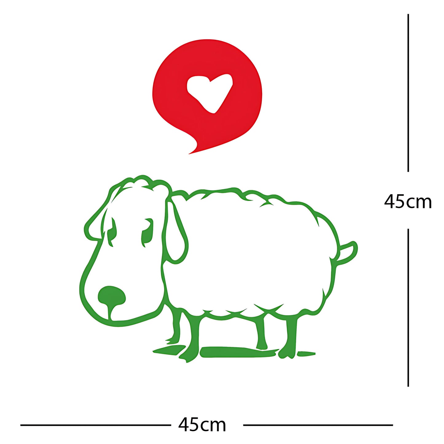 Sheep Wall Sticker – Cute Cartoon Farm Animal with Heart Speech Bubble Decal