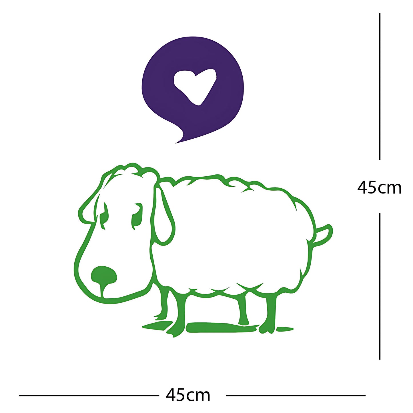 Sheep Wall Sticker – Cute Cartoon Farm Animal with Heart Speech Bubble Decal