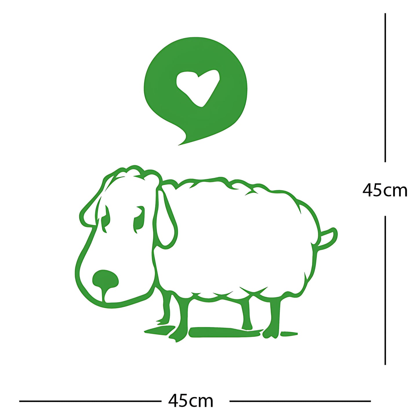 Sheep Wall Sticker – Cute Cartoon Farm Animal with Heart Speech Bubble Decal