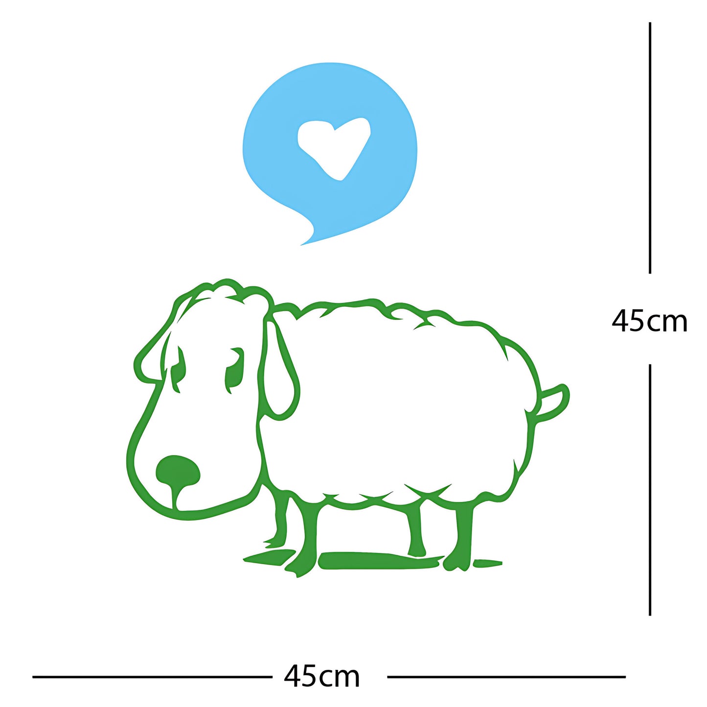 Sheep Wall Sticker – Cute Cartoon Farm Animal with Heart Speech Bubble Decal