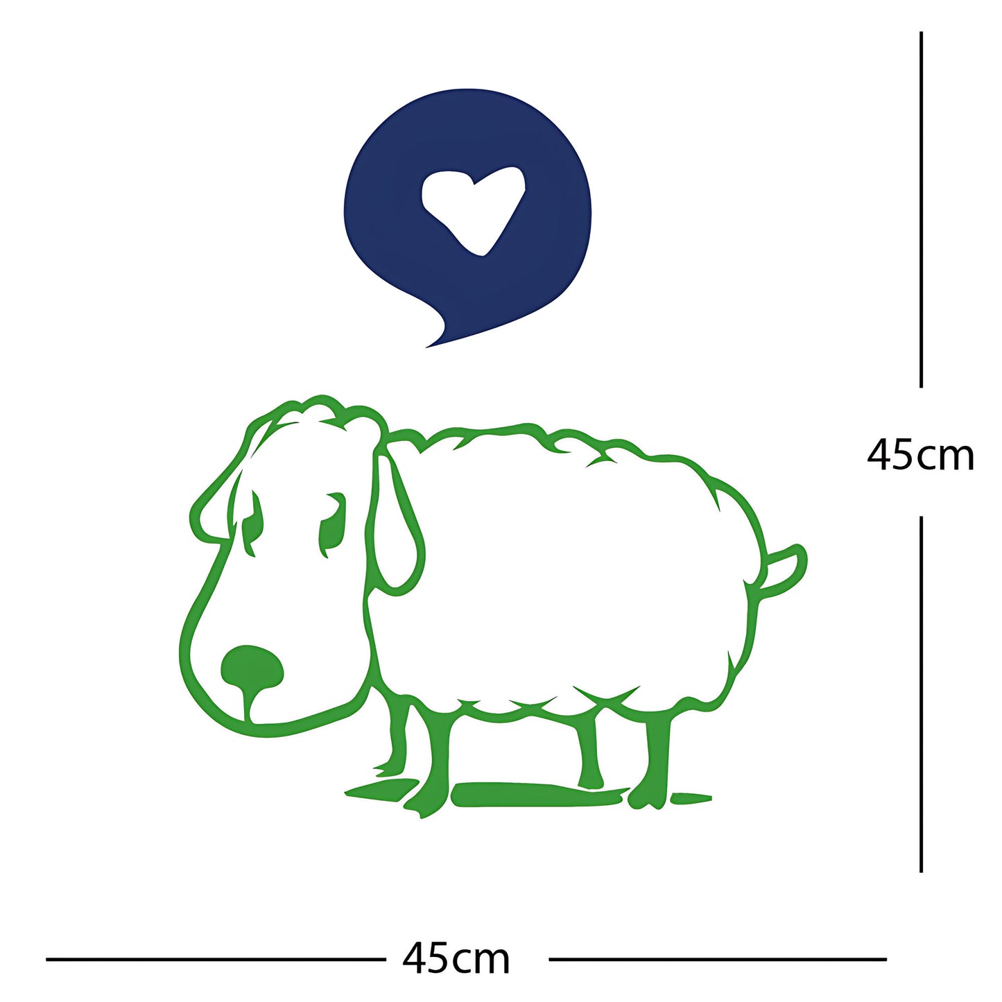 Sheep Wall Sticker – Cute Cartoon Farm Animal with Heart Speech Bubble Decal