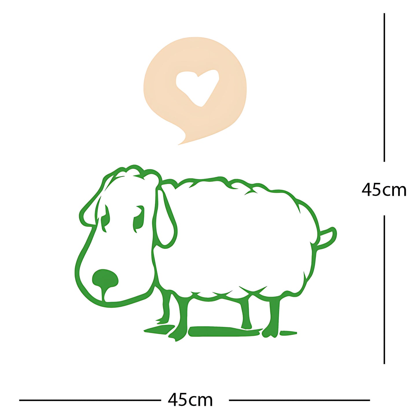 Sheep Wall Sticker – Cute Cartoon Farm Animal with Heart Speech Bubble Decal