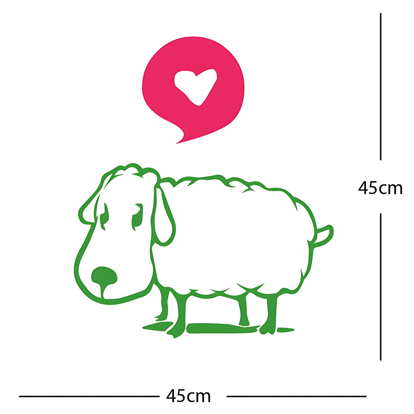 Sheep Wall Sticker – Cute Cartoon Farm Animal with Heart Speech Bubble Decal