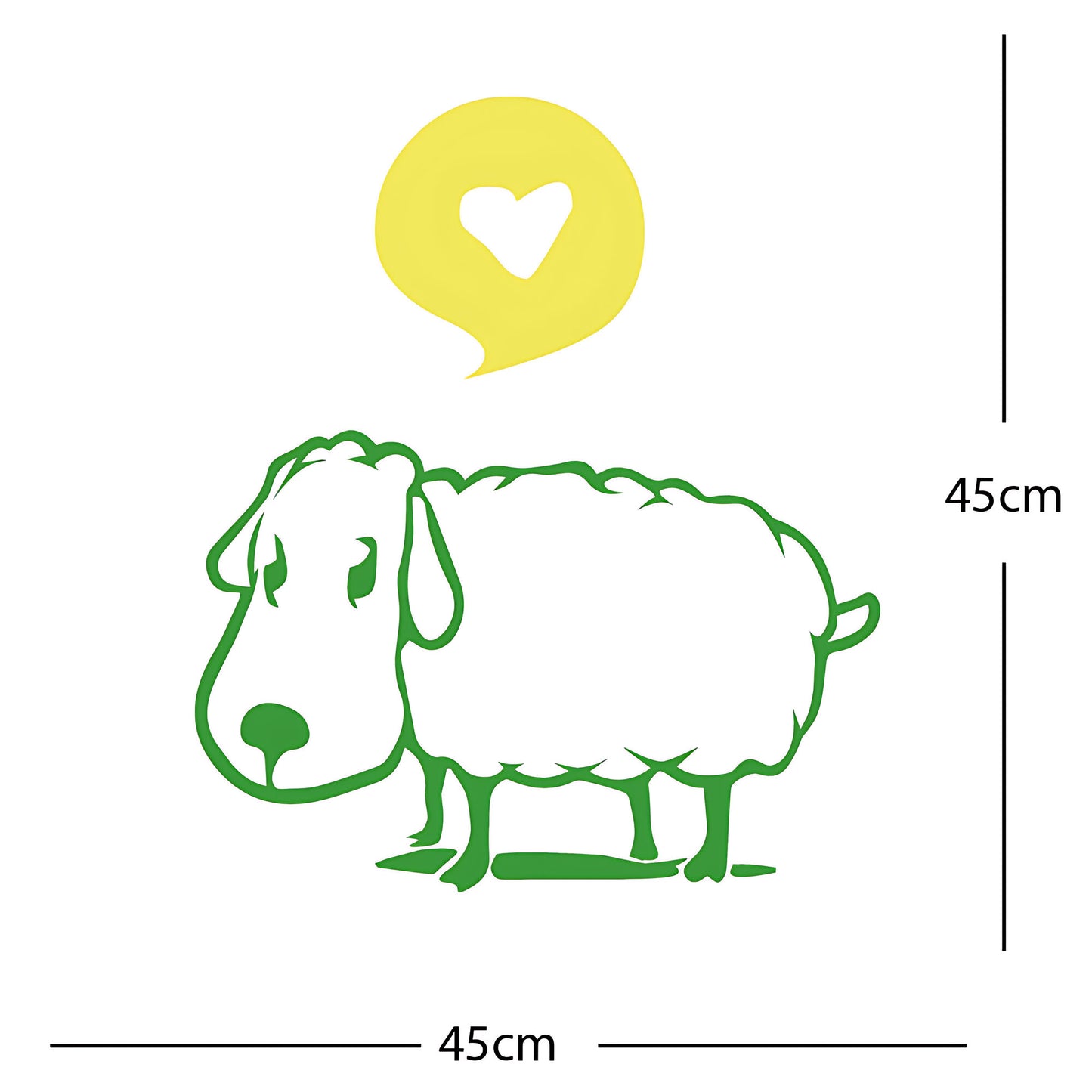 Sheep Wall Sticker – Cute Cartoon Farm Animal with Heart Speech Bubble Decal