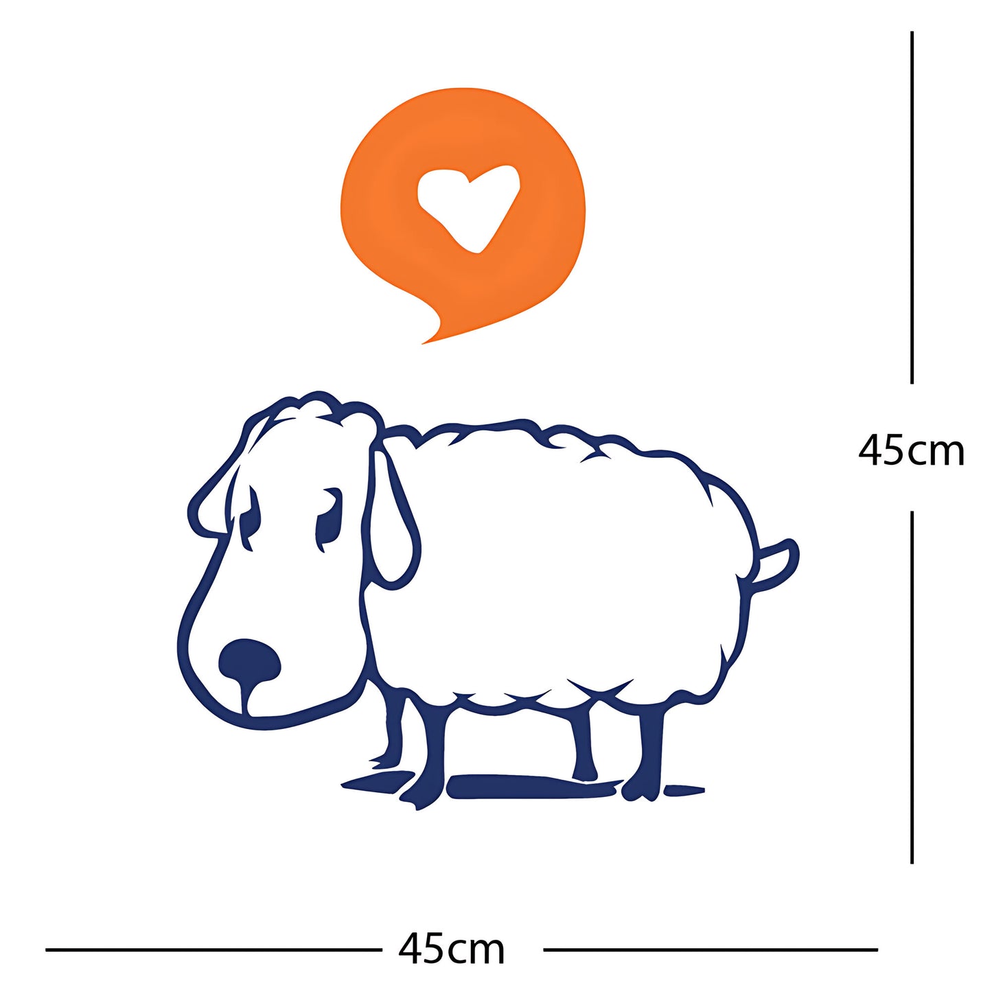 Sheep Wall Sticker – Cute Cartoon Farm Animal with Heart Speech Bubble Decal