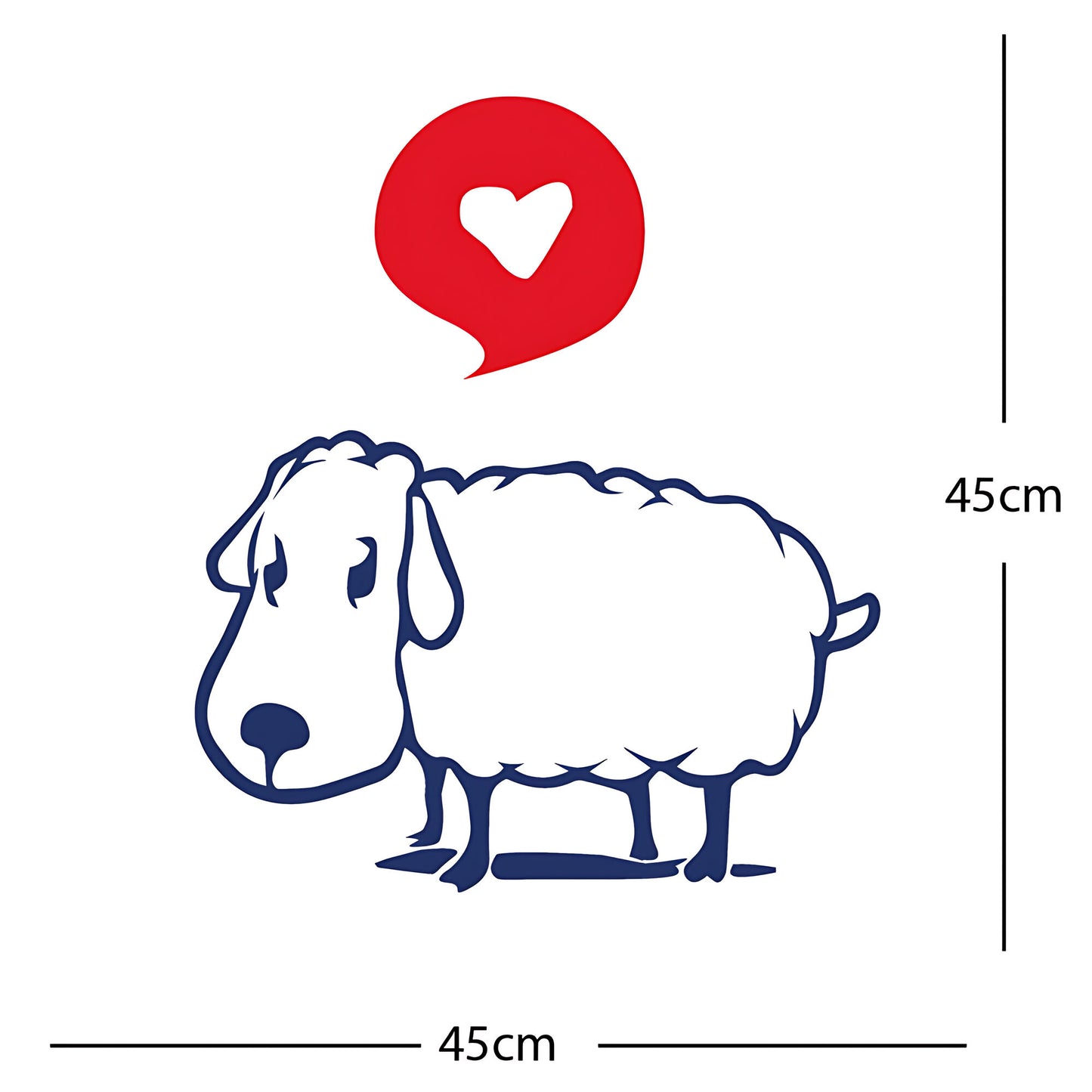 Sheep Wall Sticker – Cute Cartoon Farm Animal with Heart Speech Bubble Decal