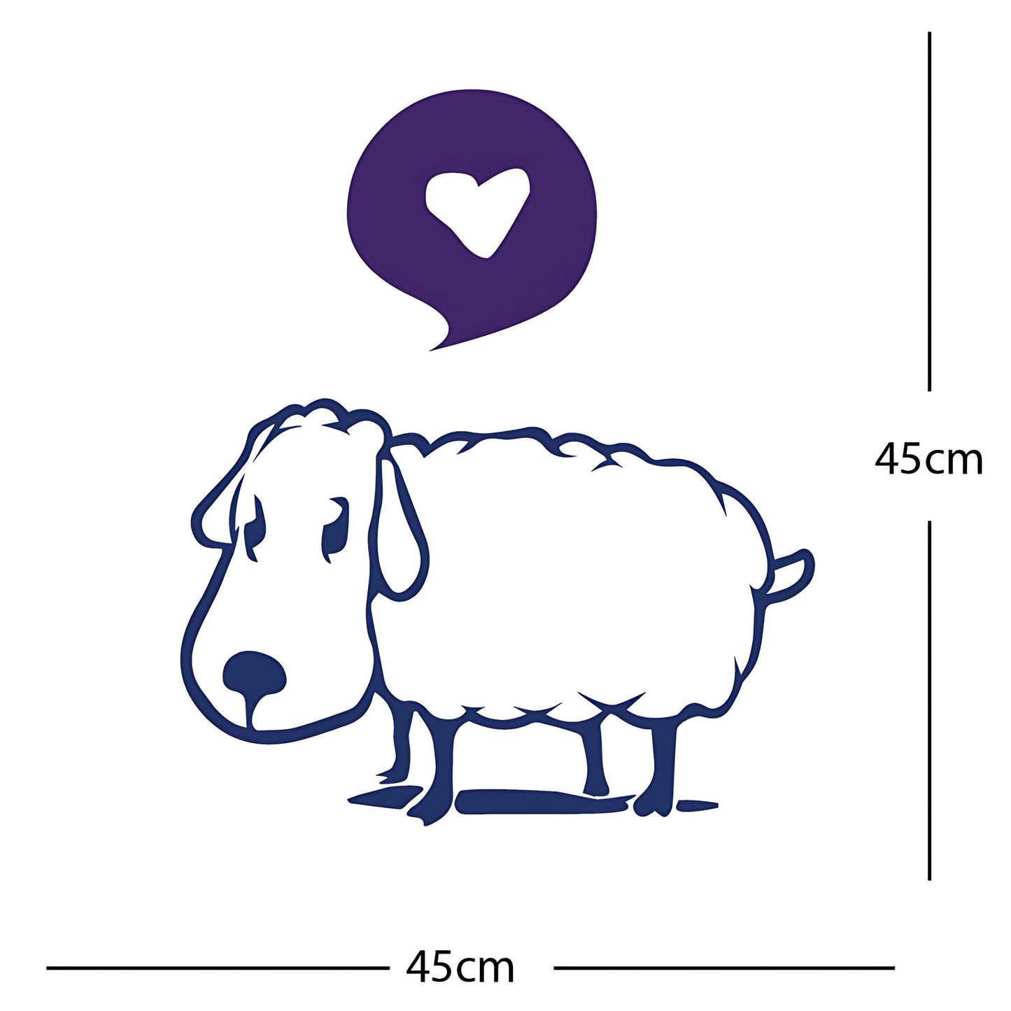 Sheep Wall Sticker – Cute Cartoon Farm Animal with Heart Speech Bubble Decal