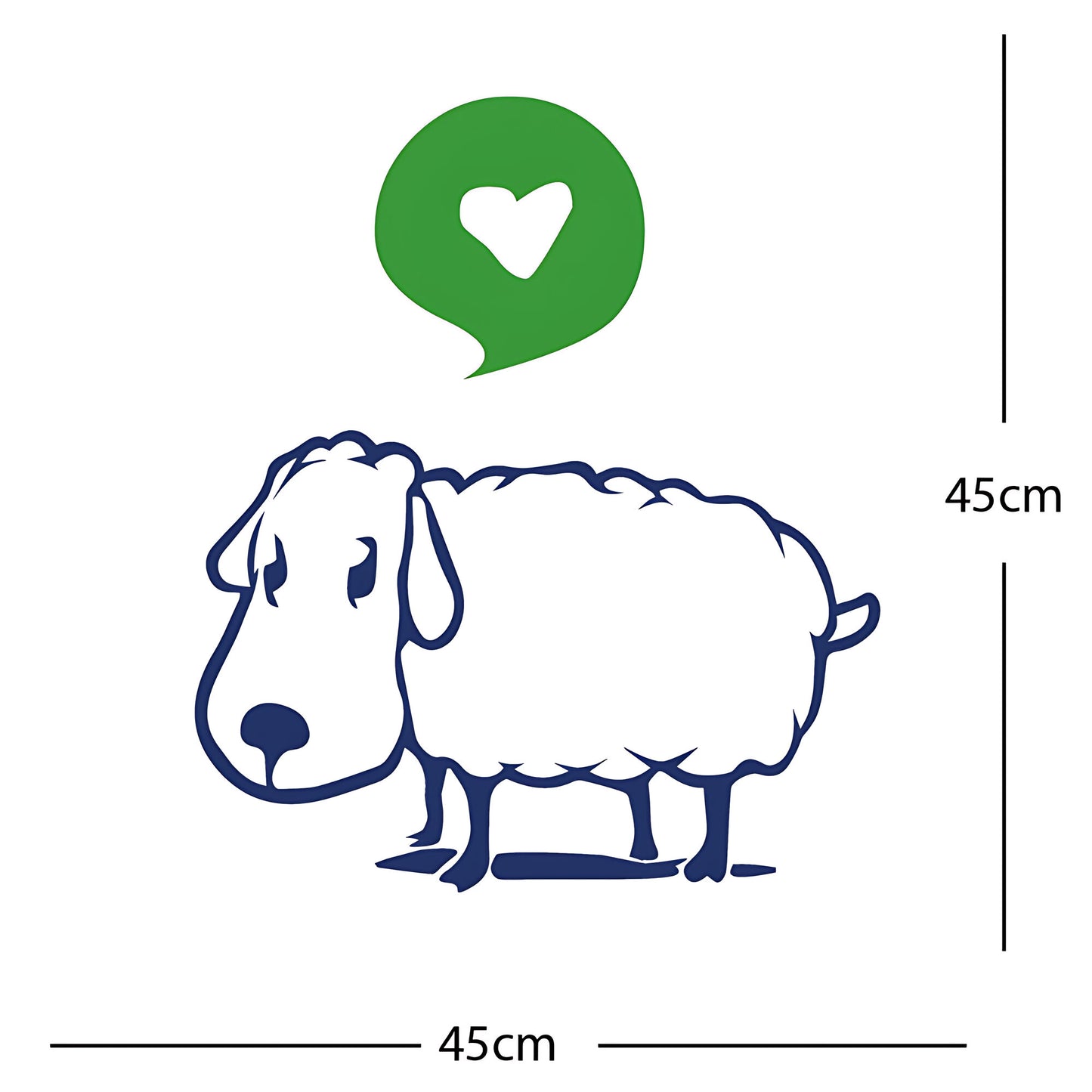 Sheep Wall Sticker – Cute Cartoon Farm Animal with Heart Speech Bubble Decal
