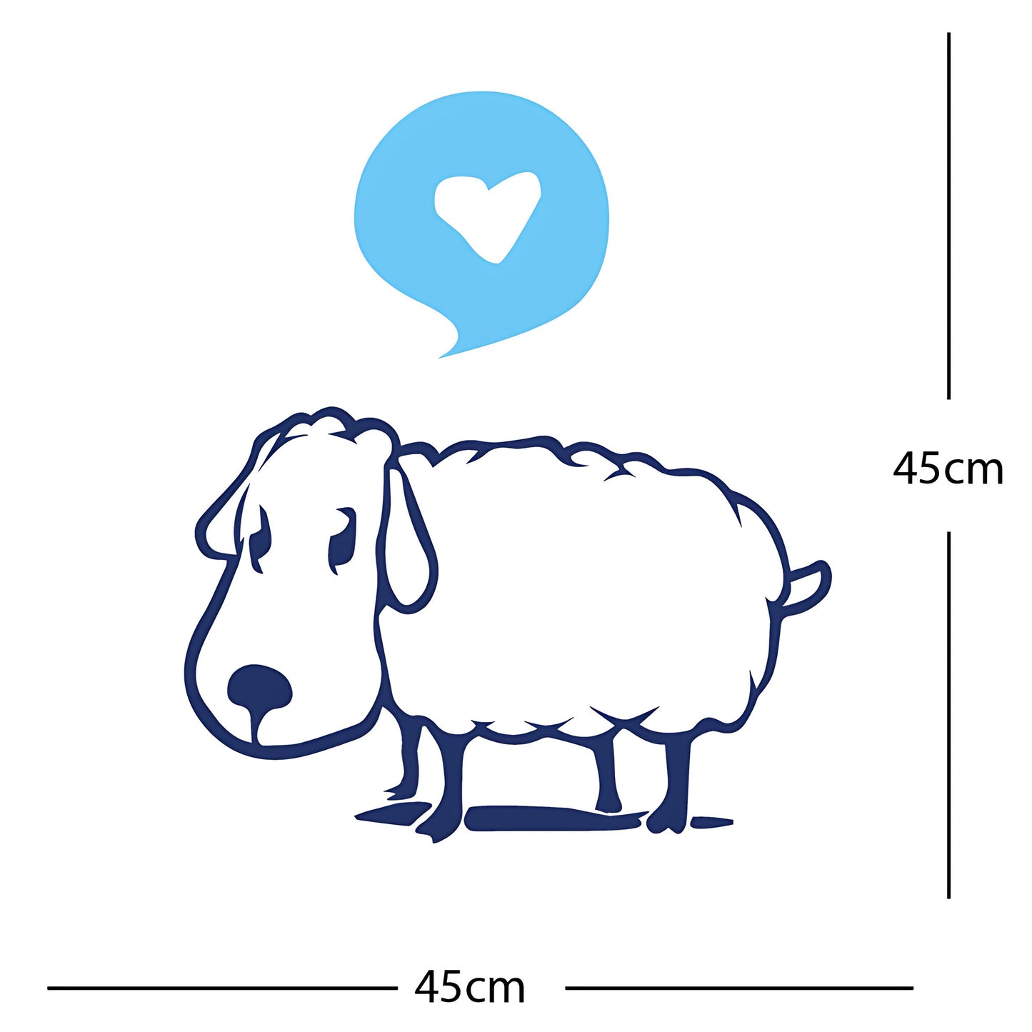 Sheep Wall Sticker – Cute Cartoon Farm Animal with Heart Speech Bubble Decal
