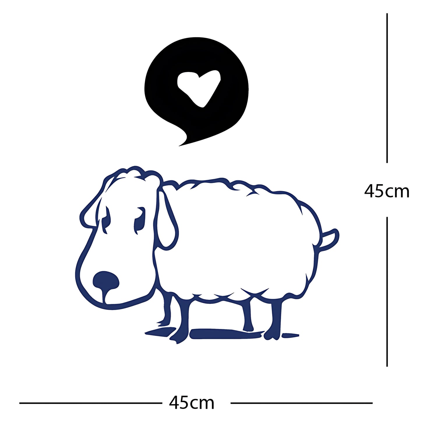 Sheep Wall Sticker – Cute Cartoon Farm Animal with Heart Speech Bubble Decal