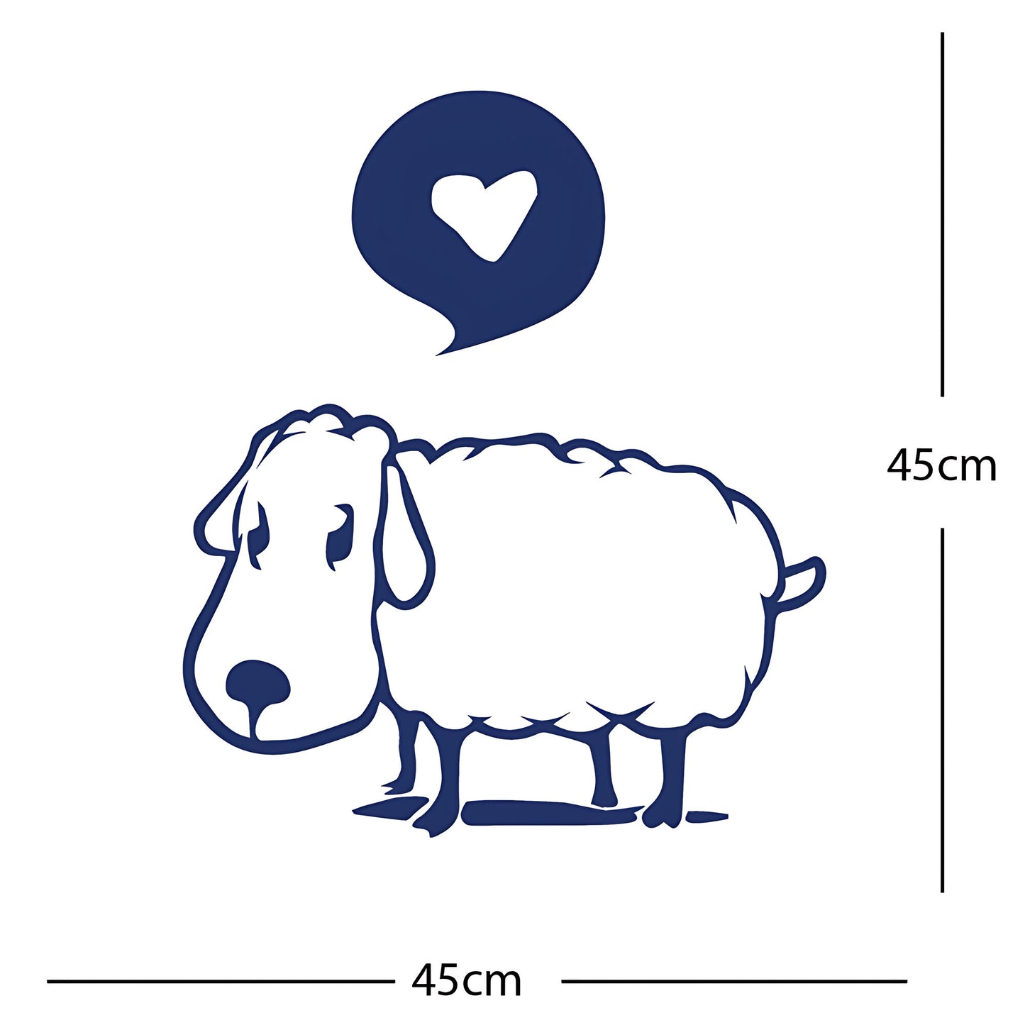Sheep Wall Sticker – Cute Cartoon Farm Animal with Heart Speech Bubble Decal