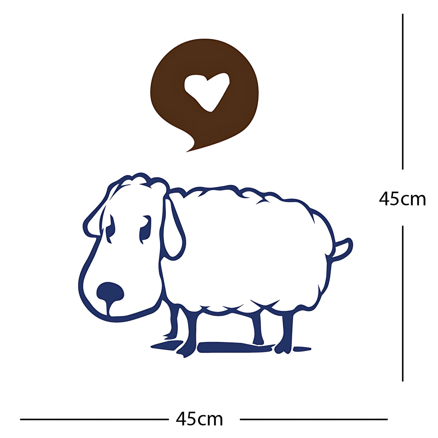 Sheep Wall Sticker – Cute Cartoon Farm Animal with Heart Speech Bubble Decal
