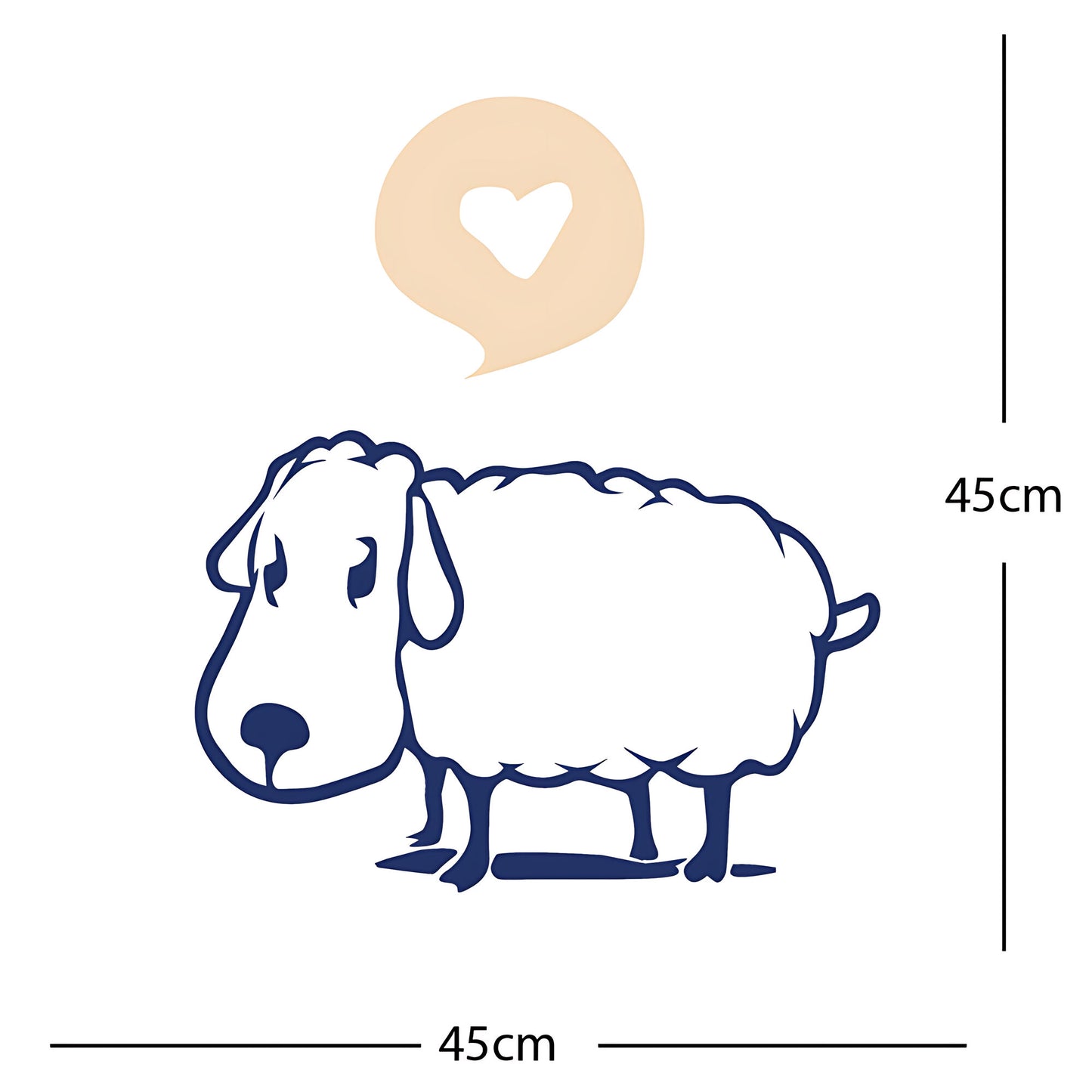 Sheep Wall Sticker – Cute Cartoon Farm Animal with Heart Speech Bubble Decal