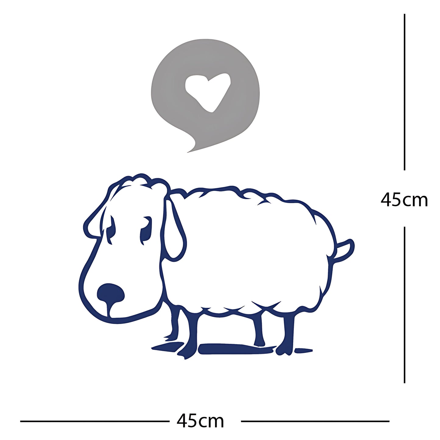 Sheep Wall Sticker – Cute Cartoon Farm Animal with Heart Speech Bubble Decal