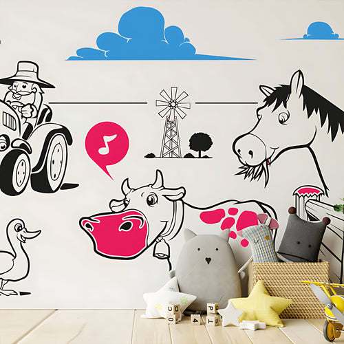 On the Farm Complete Wall Mural – Kids Bedroom Farmyard Vinyl Sticker Set