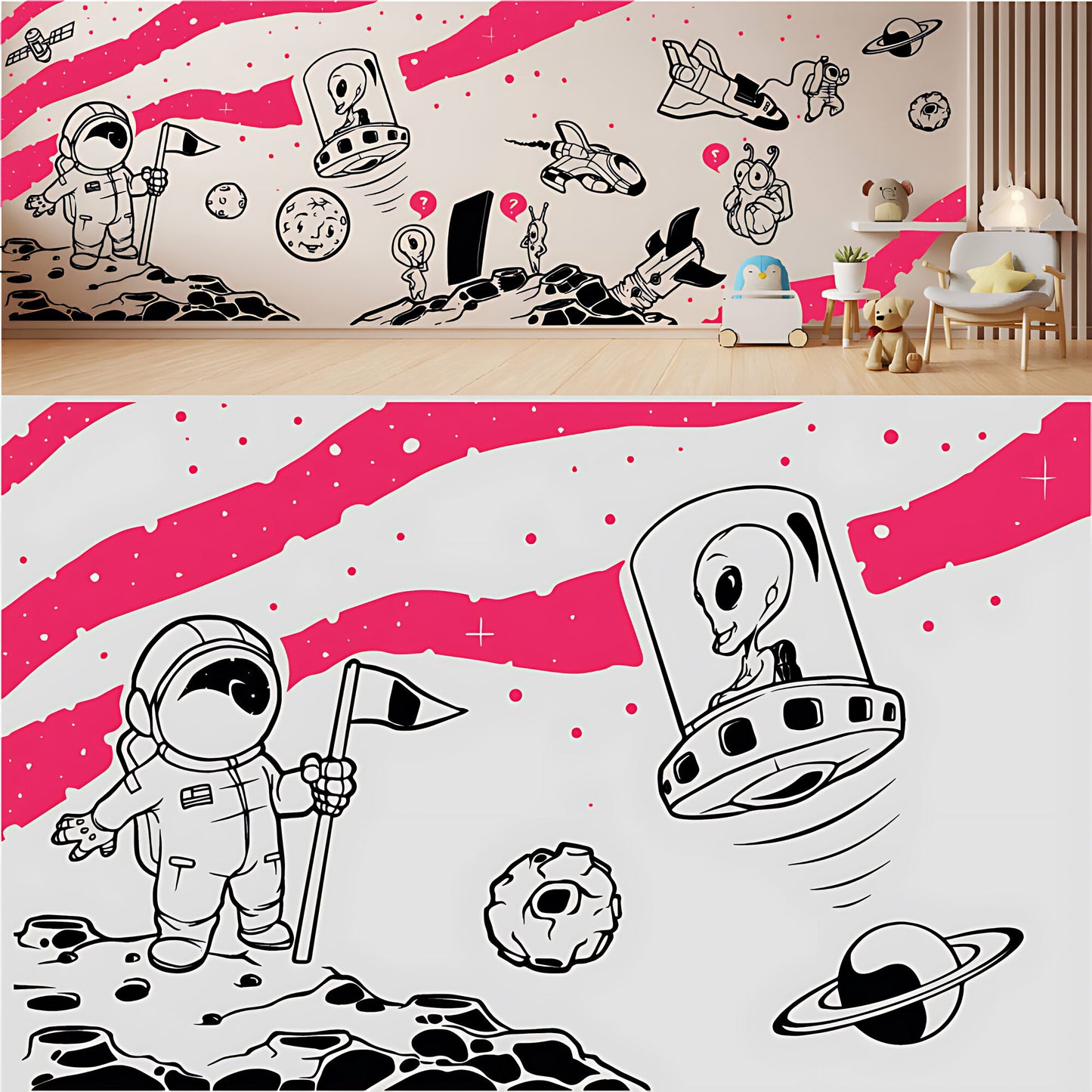 In Outer Space Complete Wall Mural – Kids Bedroom Vinyl Sticker Set