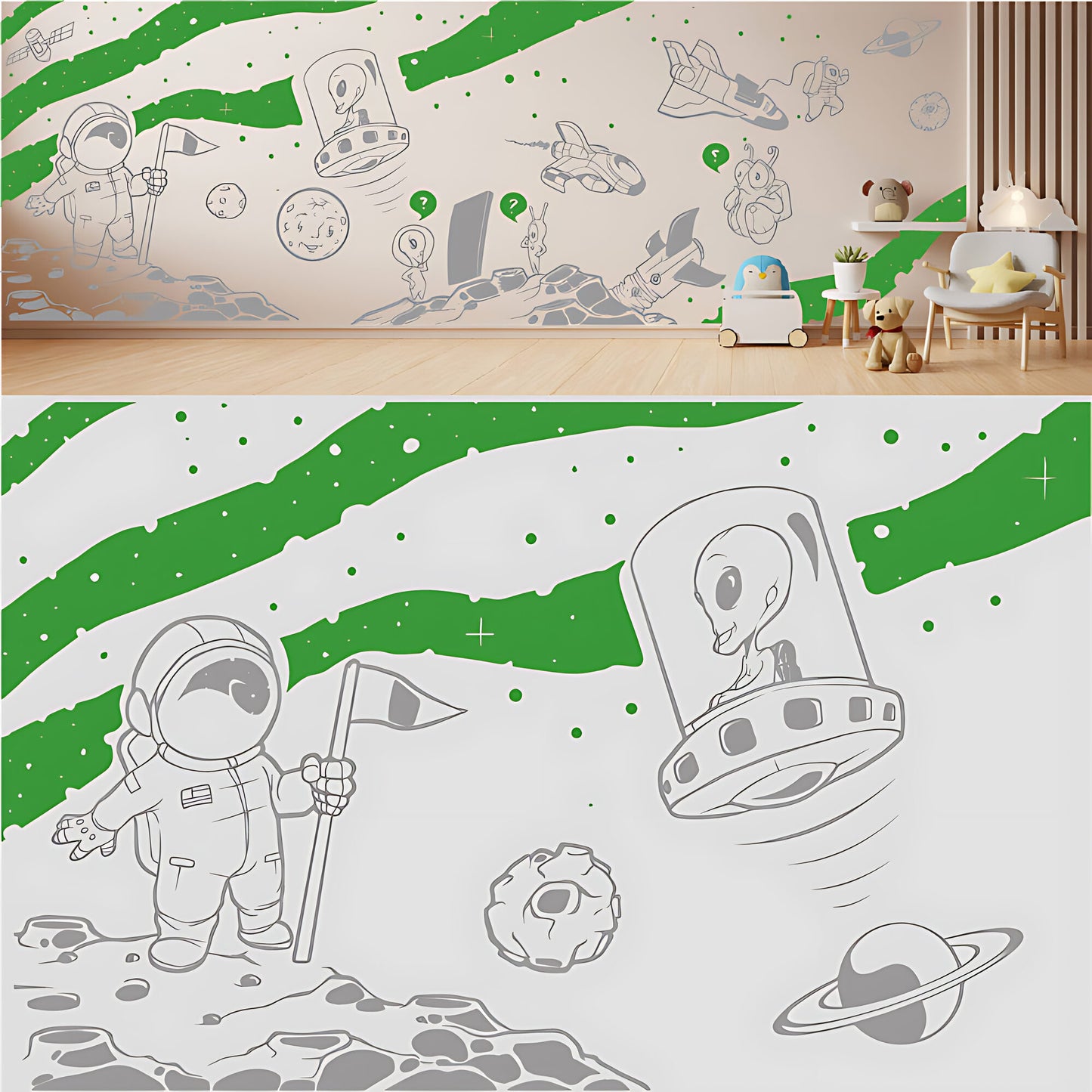 In Outer Space Complete Wall Mural – Kids Bedroom Vinyl Sticker Set