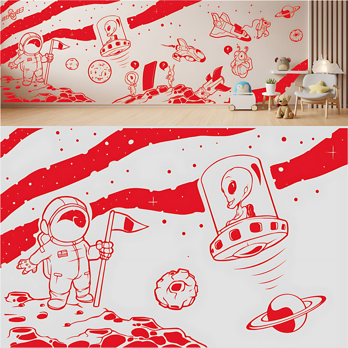 In Outer Space Complete Wall Mural – Kids Bedroom Vinyl Sticker Set