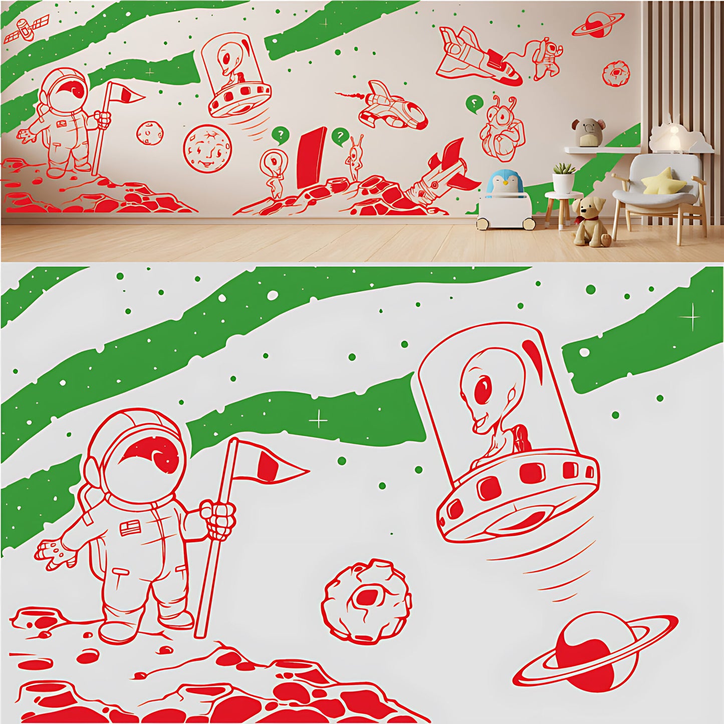 In Outer Space Complete Wall Mural – Kids Bedroom Vinyl Sticker Set