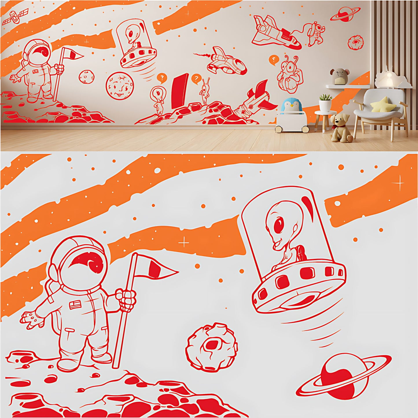 In Outer Space Complete Wall Mural – Kids Bedroom Vinyl Sticker Set
