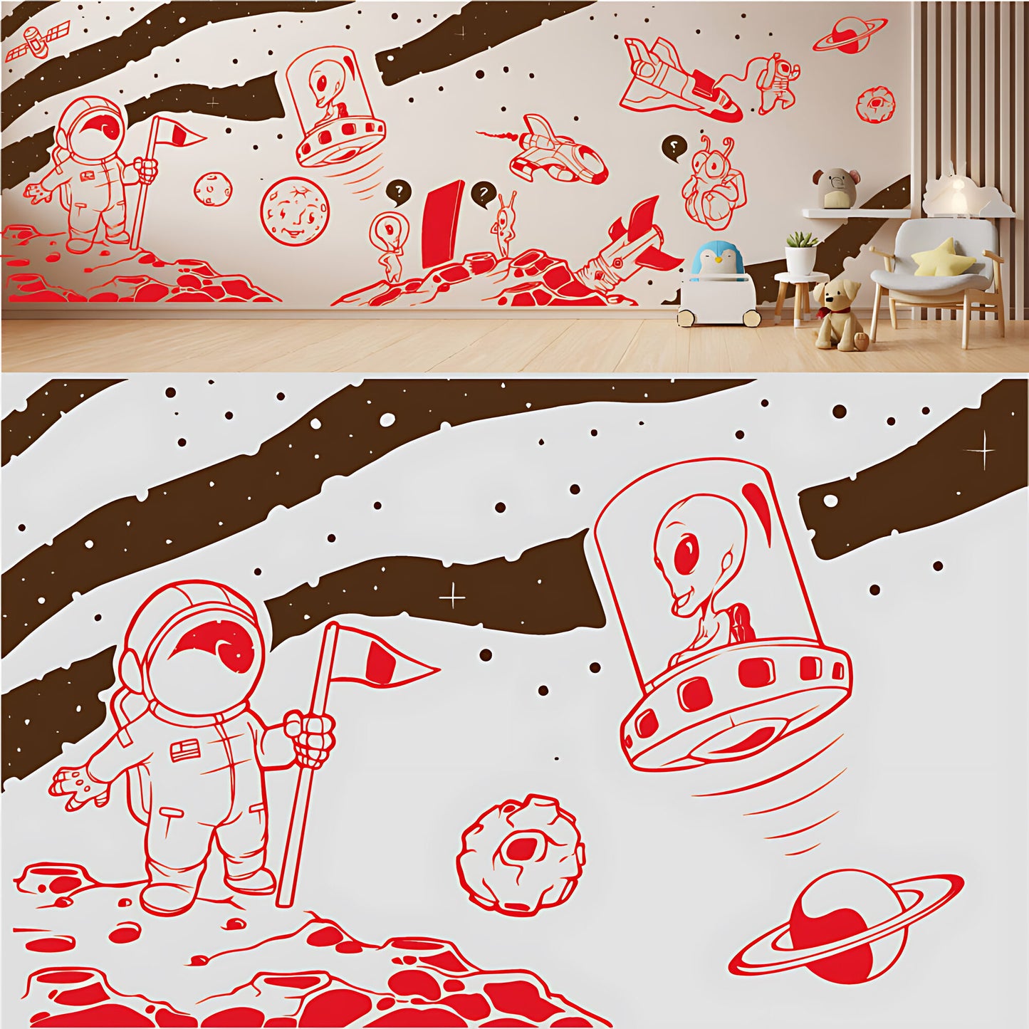 In Outer Space Complete Wall Mural – Kids Bedroom Vinyl Sticker Set