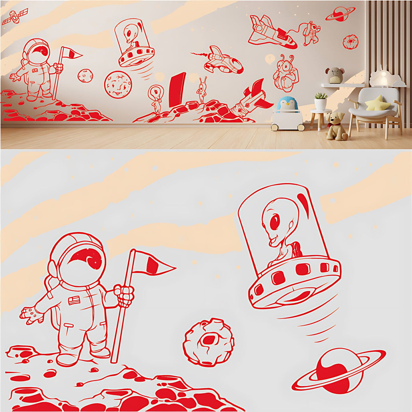 In Outer Space Complete Wall Mural – Kids Bedroom Vinyl Sticker Set