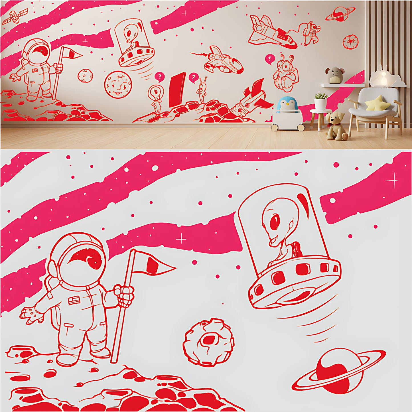 In Outer Space Complete Wall Mural – Kids Bedroom Vinyl Sticker Set