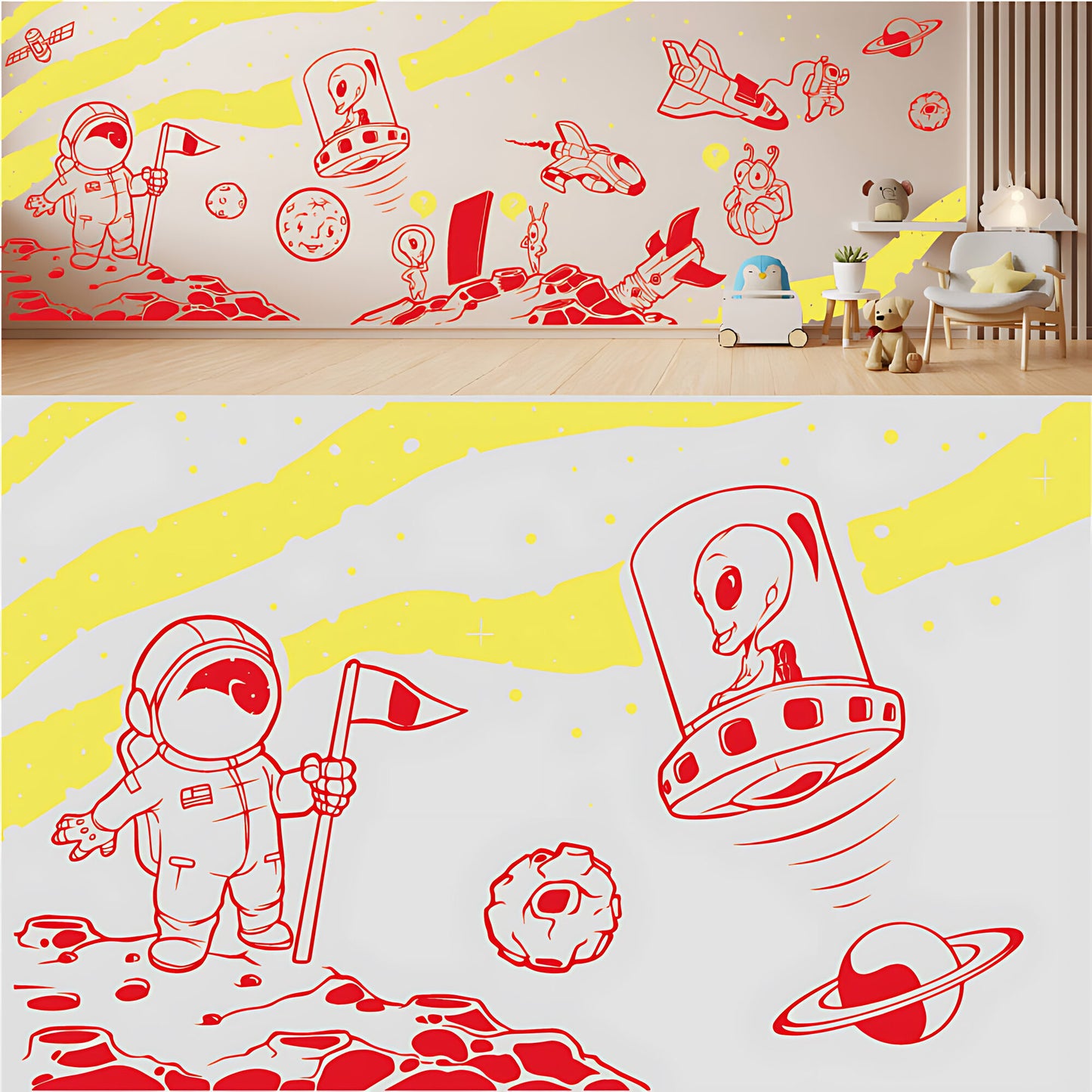 In Outer Space Complete Wall Mural – Kids Bedroom Vinyl Sticker Set