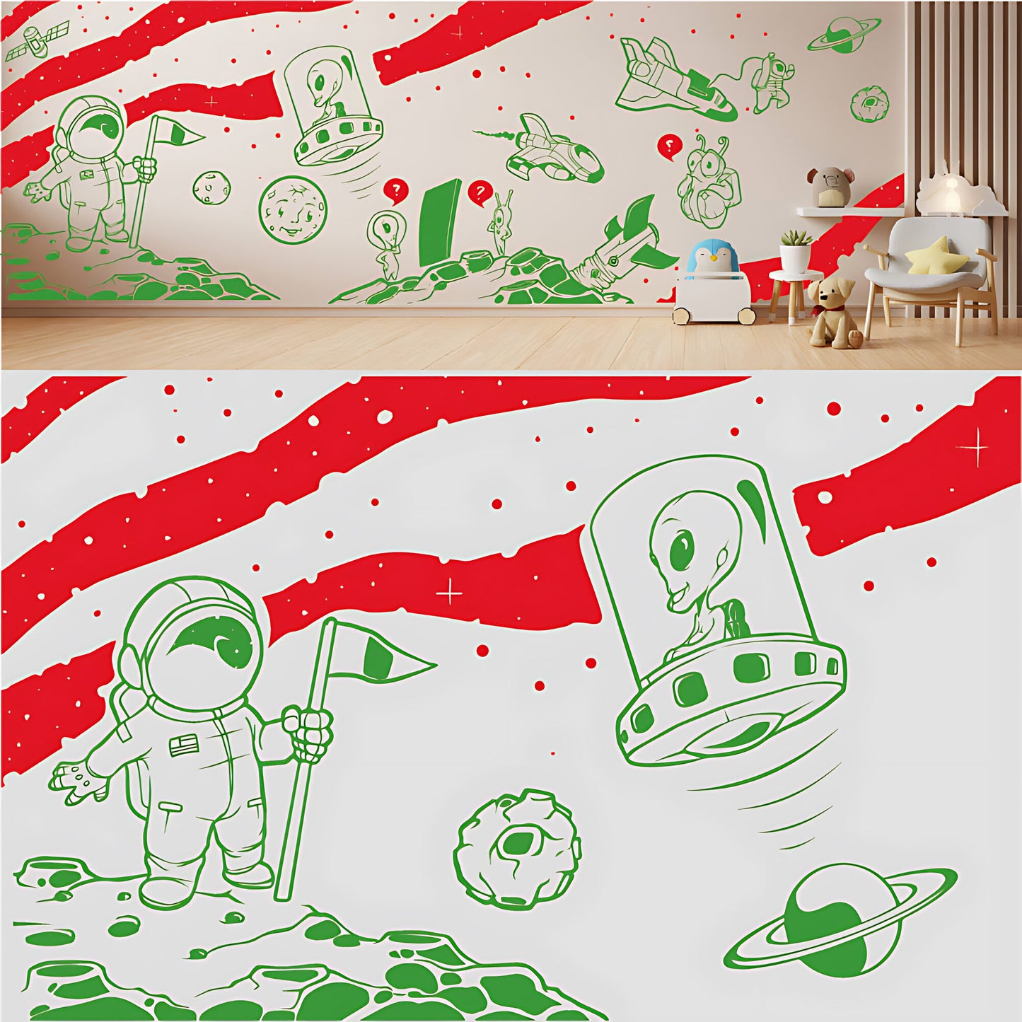 In Outer Space Complete Wall Mural – Kids Bedroom Vinyl Sticker Set