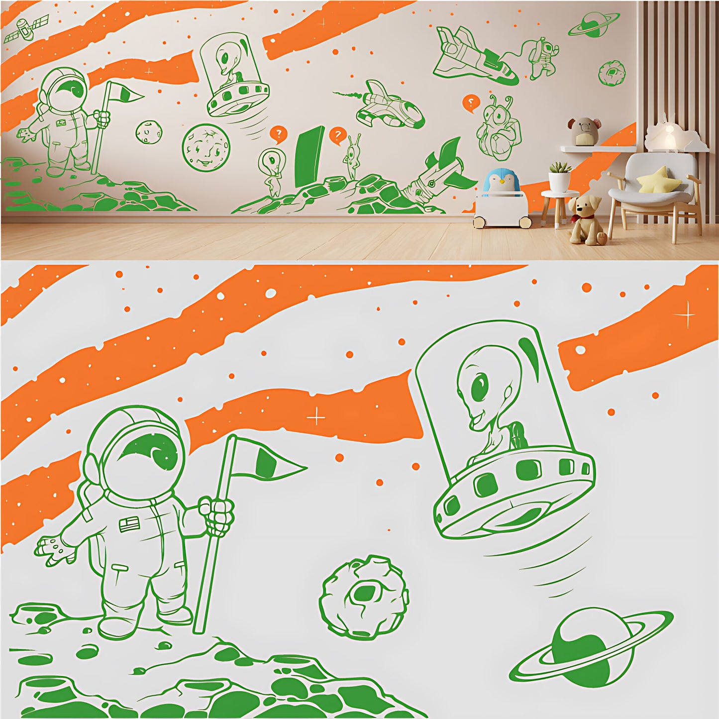 In Outer Space Complete Wall Mural – Kids Bedroom Vinyl Sticker Set