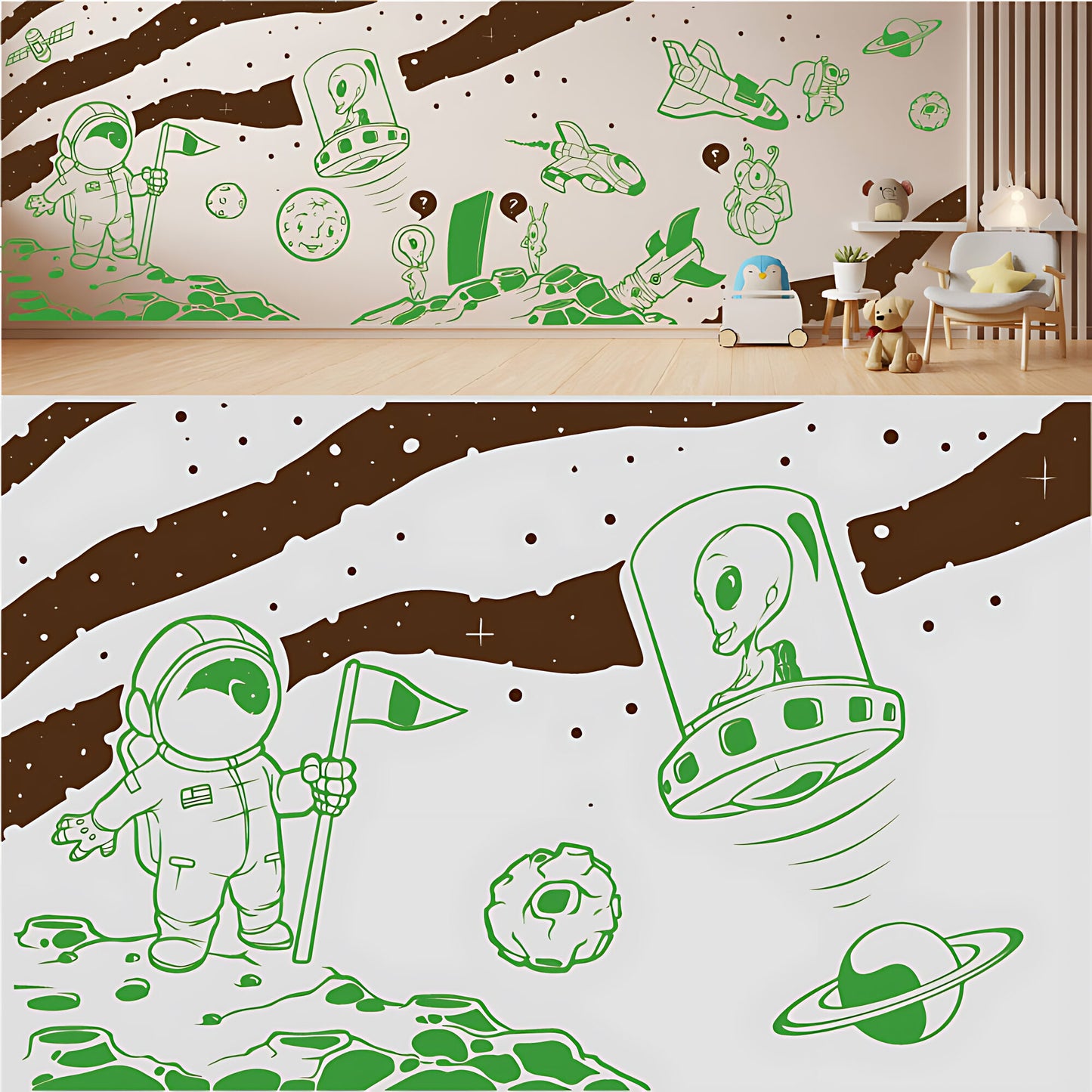 In Outer Space Complete Wall Mural – Kids Bedroom Vinyl Sticker Set