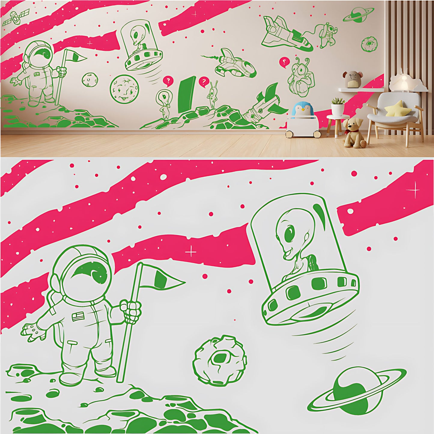 In Outer Space Complete Wall Mural – Kids Bedroom Vinyl Sticker Set