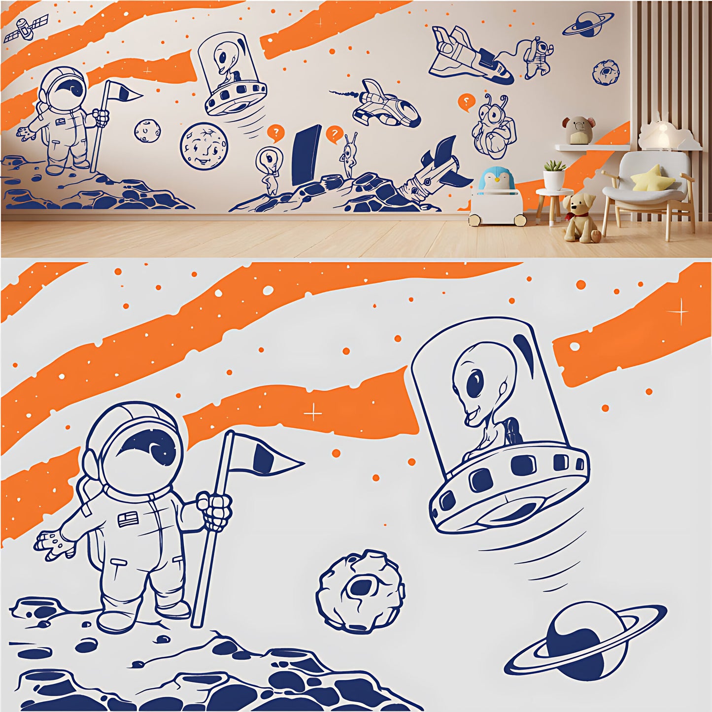 In Outer Space Complete Wall Mural – Kids Bedroom Vinyl Sticker Set