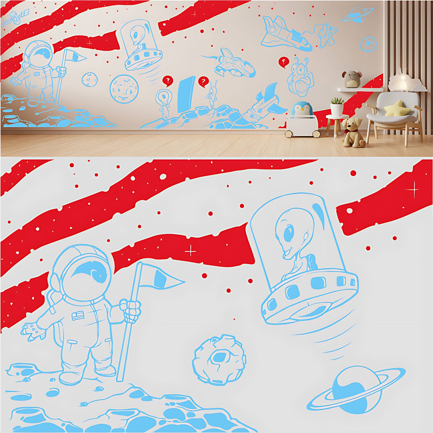 In Outer Space Complete Wall Mural – Kids Bedroom Vinyl Sticker Set