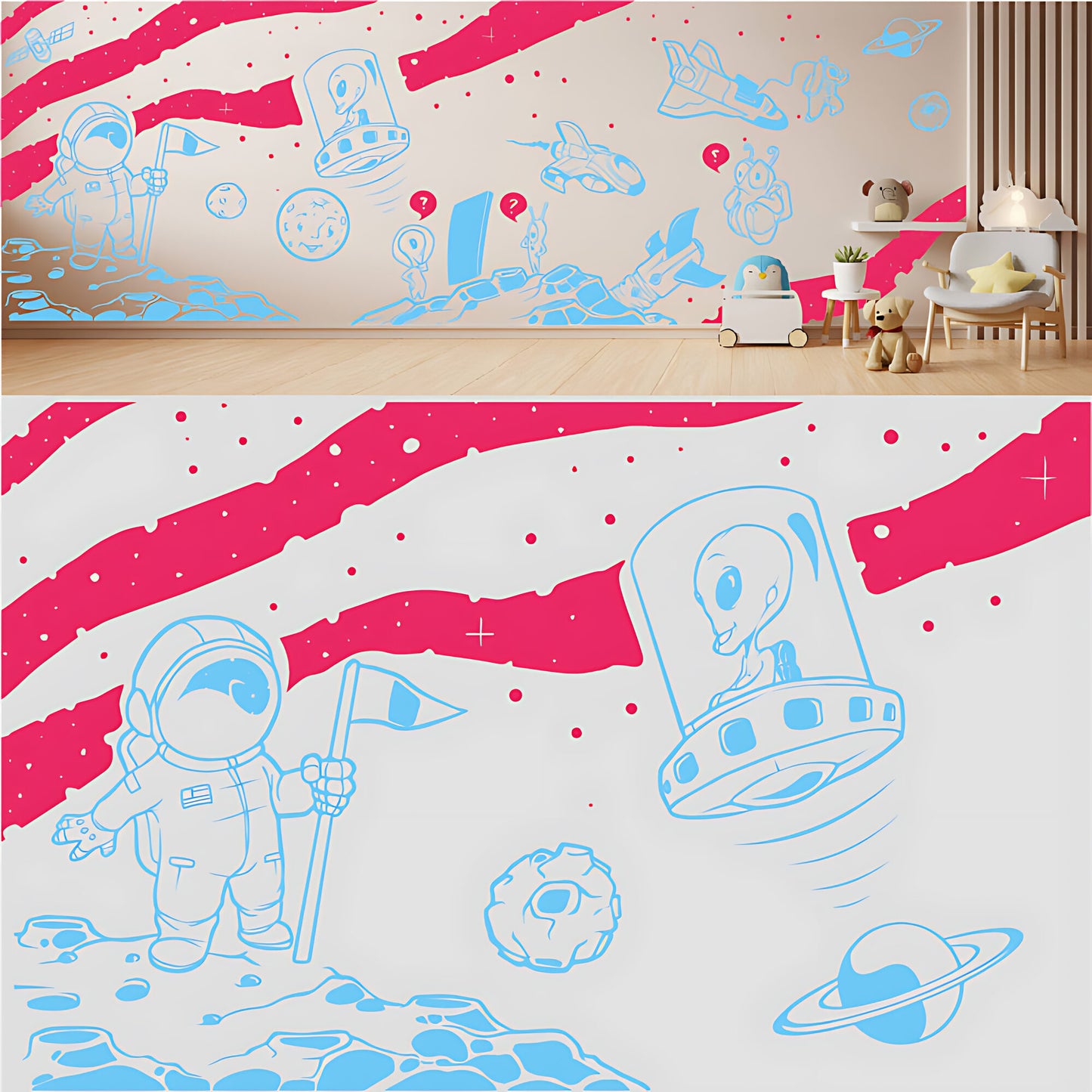 In Outer Space Complete Wall Mural – Kids Bedroom Vinyl Sticker Set