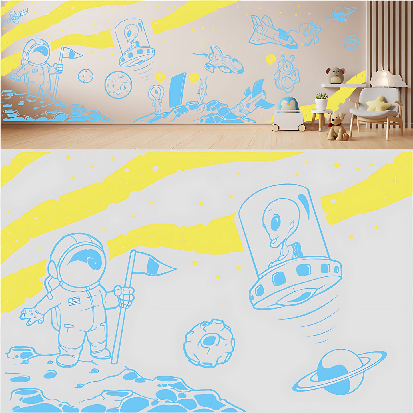 In Outer Space Complete Wall Mural – Kids Bedroom Vinyl Sticker Set