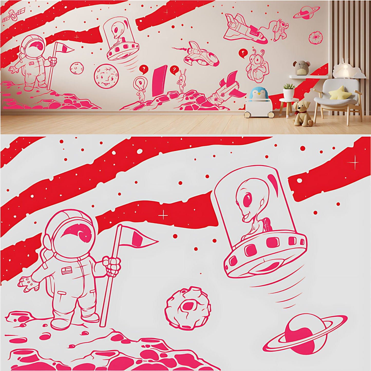 In Outer Space Complete Wall Mural – Kids Bedroom Vinyl Sticker Set