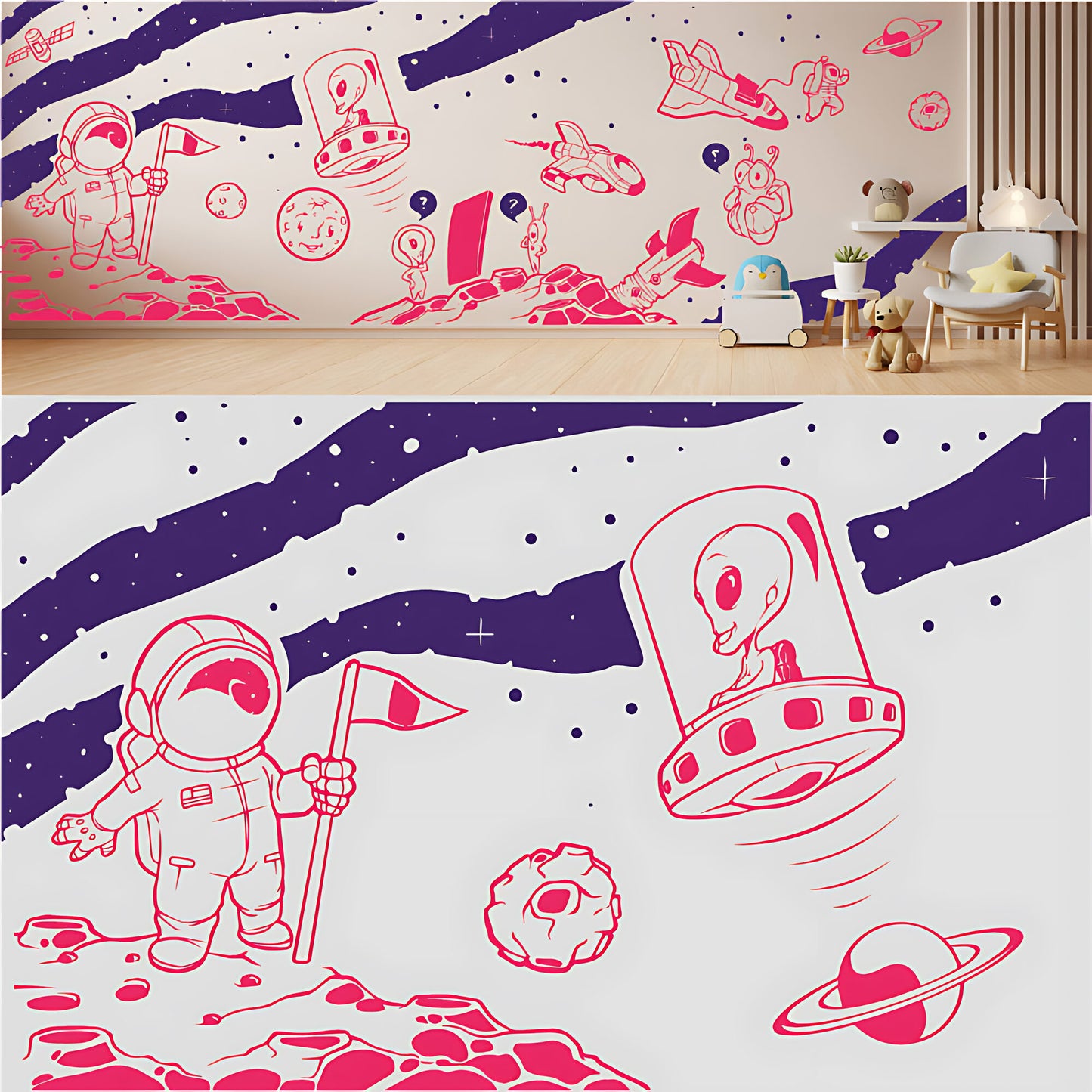 In Outer Space Complete Wall Mural – Kids Bedroom Vinyl Sticker Set