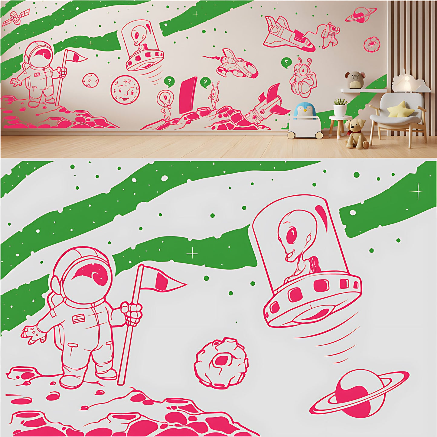 In Outer Space Complete Wall Mural – Kids Bedroom Vinyl Sticker Set