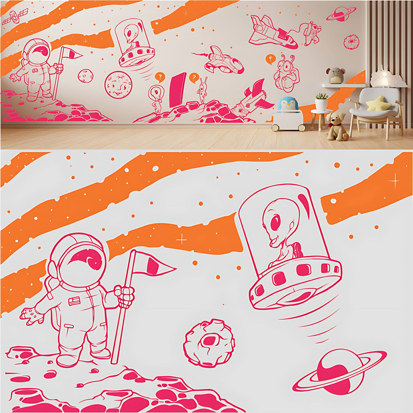 In Outer Space Complete Wall Mural – Kids Bedroom Vinyl Sticker Set