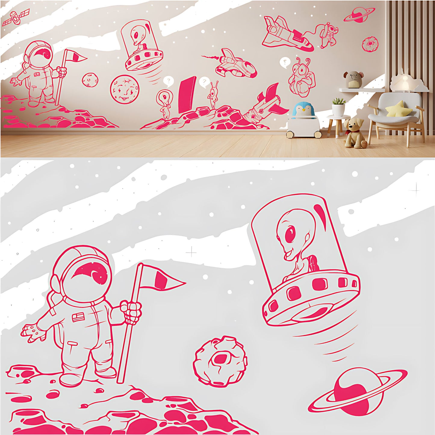 In Outer Space Complete Wall Mural – Kids Bedroom Vinyl Sticker Set